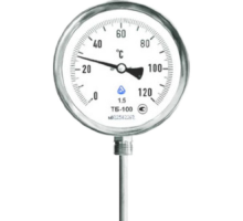 Термометр биметаллический радиальный ТБ-100 G 1/2 Ру-25 от 0 до +120 С°, дл. ножки 100мм