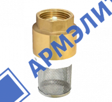 Клапан обратный приемный с сеткой (фильтром) латунный муфтовый Ду-15