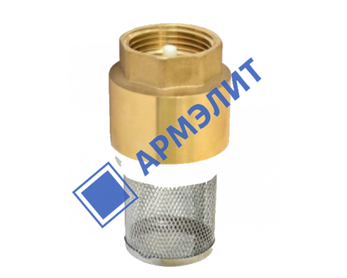 Клапан обратный приемный с сеткой (фильтром) латунный муфтовый Ду-15