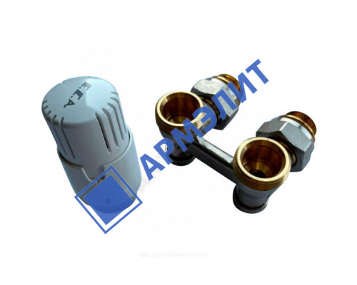 Комплект для ниж/п радиатора термостатический жид/нап для двухтр Ду 15 Ру10 угловой гайка М30х1,5 6-28oC E.C.A. 802120099