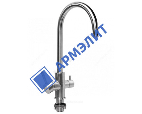 Смеситель для кухонной мойки ручка сбоку одноручный излив с каналом для питьевой воды STEEL Профсан PSM-300-11