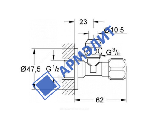 Вентиль для подключения смесителя 1/2x3/8 Grohe 2201700M
