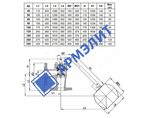 Клапан поплавковый угловой RF3240 Ду80 Ру16 фл Tecofi RF3240-0080